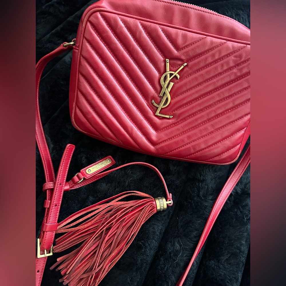 Ysl calfskin matelasse monogram Lou bag rouge eros